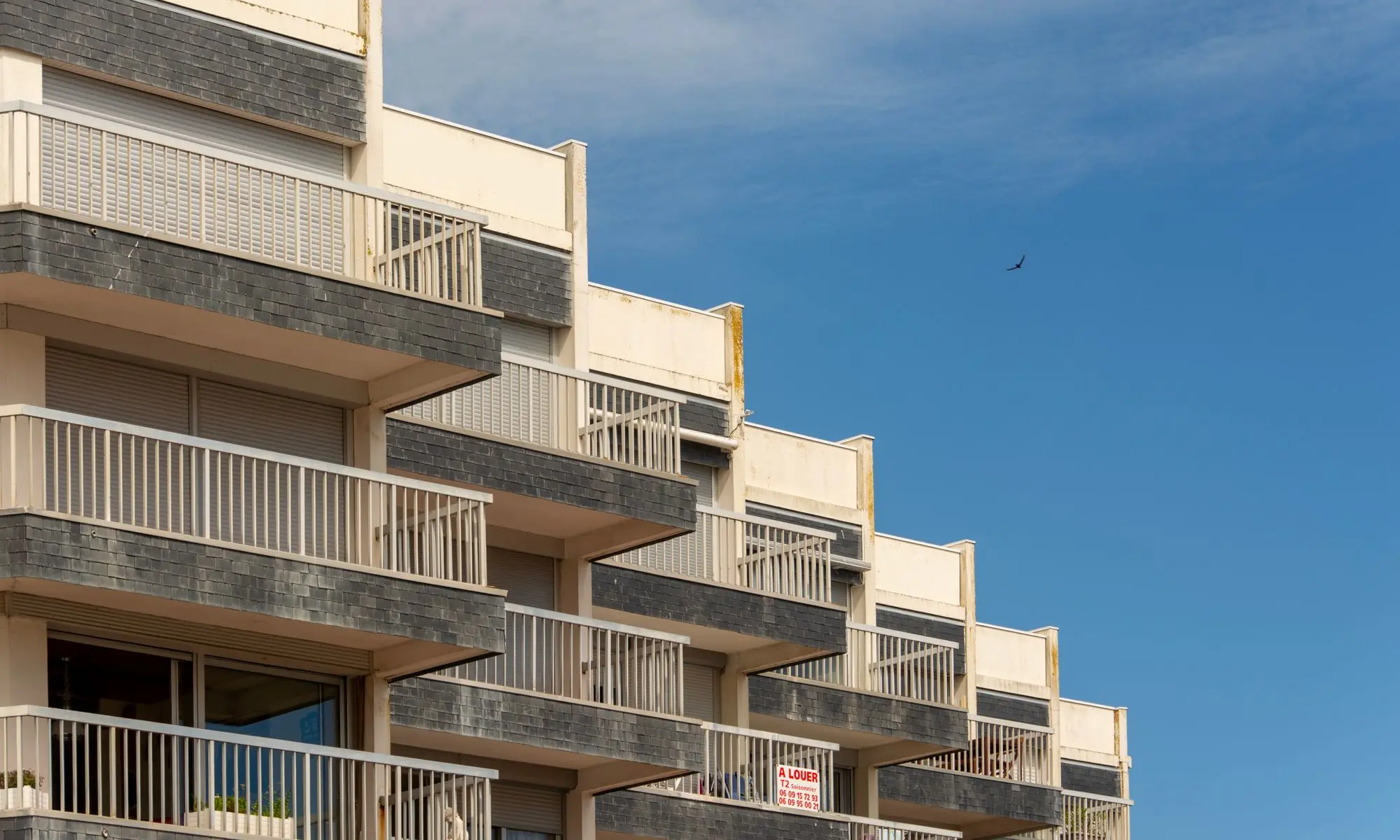 A modern apartment building with balconies